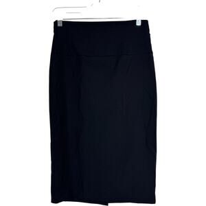 Worthington Black Pencil Skirt Size 4 Career Office Midi Back Slit Stretch Lined